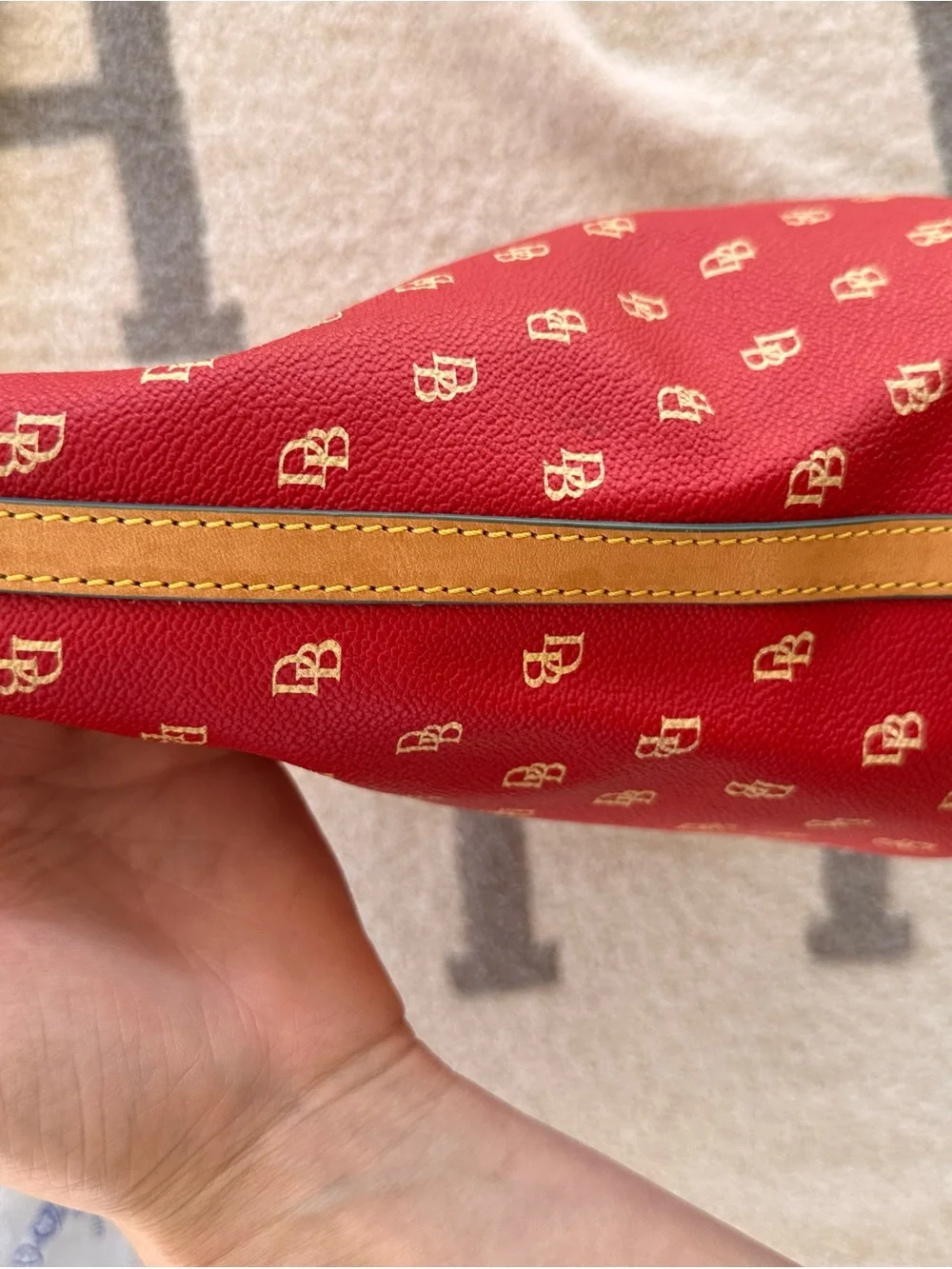 Dooney & Bourke Red Monogram Hobo Shoulder Bag